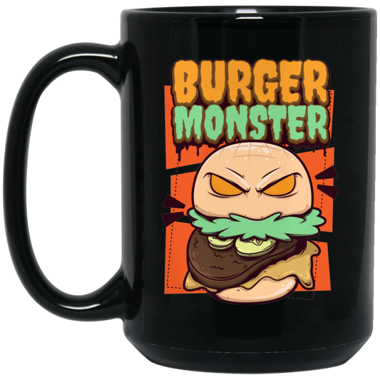 Burger Monster, Love Burger, Baby Angry Burger Black Mug