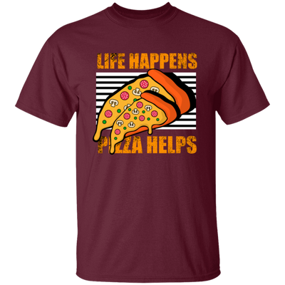 Life Happens, Pizza Helps, Fast Food Lover, Pizza Love Gift, Retro Pizza Unisex T-Shirt