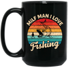 Milf Man I Love Fishing, Retro Fishing, Fishing Silhouette Black Mug