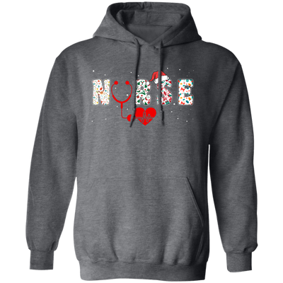 Nurse Christmas, Love Nurse, Love Christmas, Xmas Pattern Pullover Hoodie