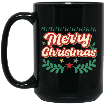 Merry Christmas, Xmas Pattern, 3D Text Christmas, Merry Christmas, Trendy Christmas Black Mug