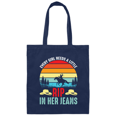 Retro Girly Gift, Every Girl Needs A Little RIP In Her Jeans Canvas Tote Bag