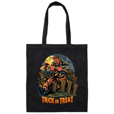 Trick Or Treat, Man Hold Axe, Halloween Night Canvas Tote Bag