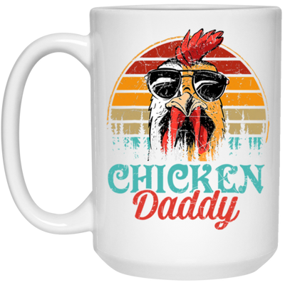 Chicken Daddy Gift, Love Retro Chicken, Father's Day Gift White Mug