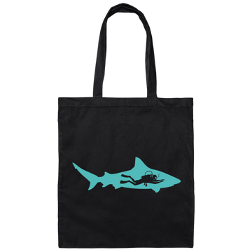 Diving Gift, Diving Silhouette, Shark Lover, Diver Gift Canvas Tote Bag