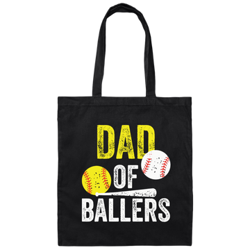 Funny Baseball, Dad Of Ballers Trending, Softball Lover Gift, Sport Player Canvas Tote Bag
