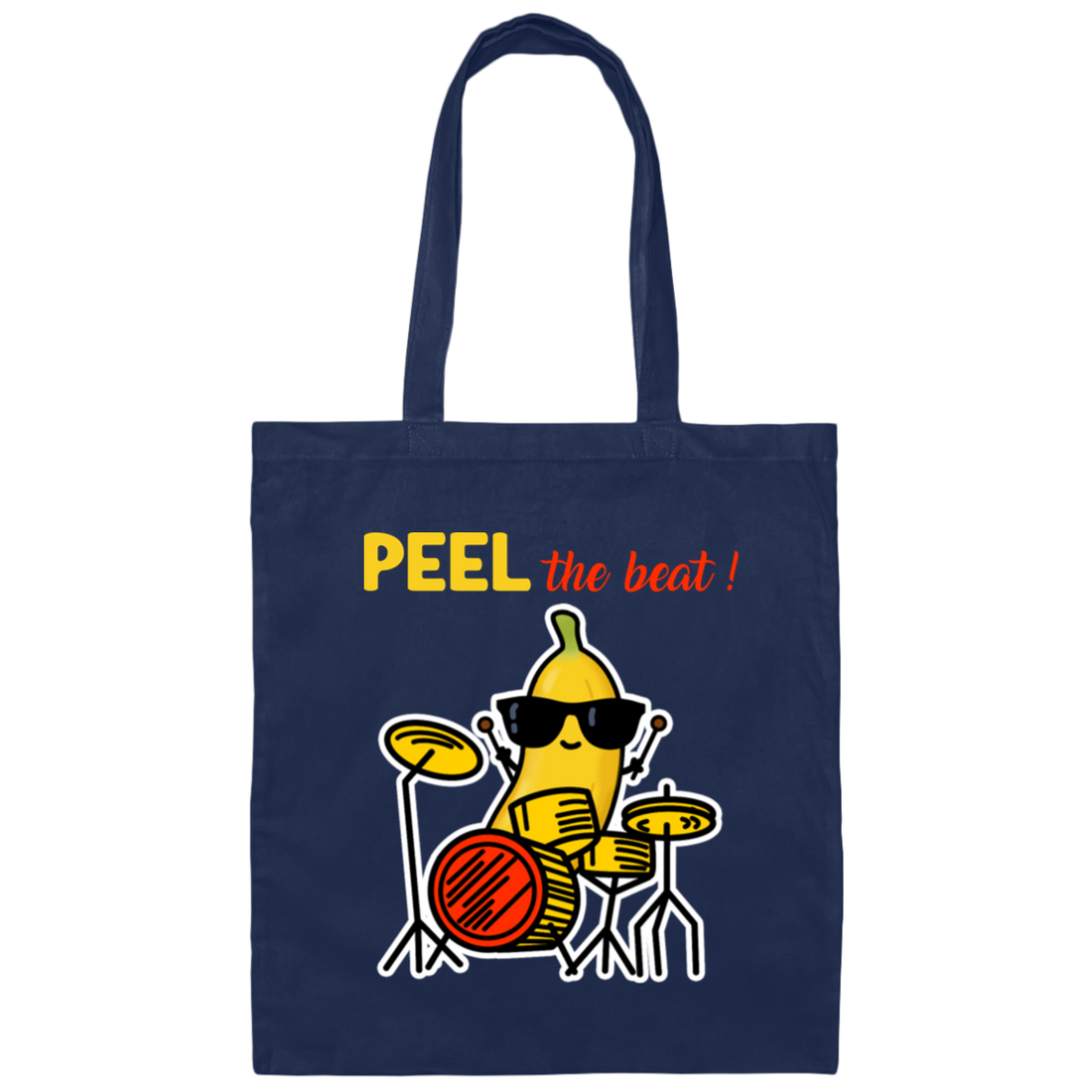 Love Cute Banana, Peel The Beat Cute Banana Drummer Canvas Tote Bag