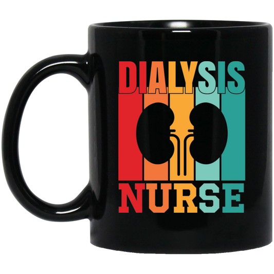 Dialysis Nurse, Retro Dialysis, Kidney Vintage Black Mug