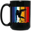 Retro Parkour Jumping, Birthday Gift, Free Running, Climbing Movement Black Mug
