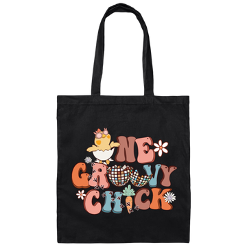 Love Chicken Gift, One Groovy Chick, Retro Chicken, Easter Gift Love Canvas Tote Bag