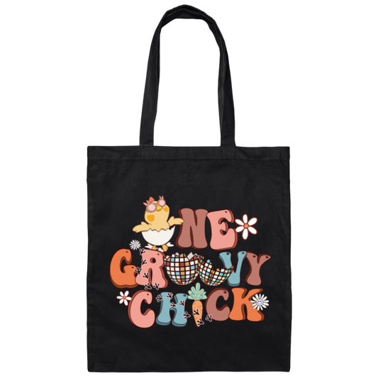 Love Chicken Gift, One Groovy Chick, Retro Chicken, Easter Gift Love Canvas Tote Bag