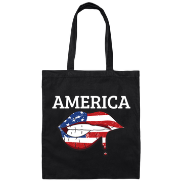 America Flag, USA Flag Lip, Sexy America, July 4th Gift, Best American Canvas Tote Bag