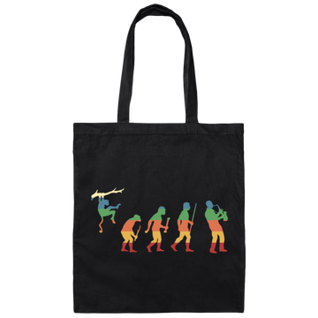 Evolution Saxophone, Music Lover, Jazz Musician, Instrument Vintage Canvas Tote Bag