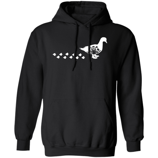 Duck Silhouette, Ducks Trace, Duck Footprint Pullover Hoodie