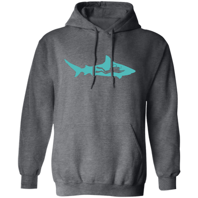 Diving Gift, Diving Silhouette, Shark Lover, Diver Gift Pullover Hoodie