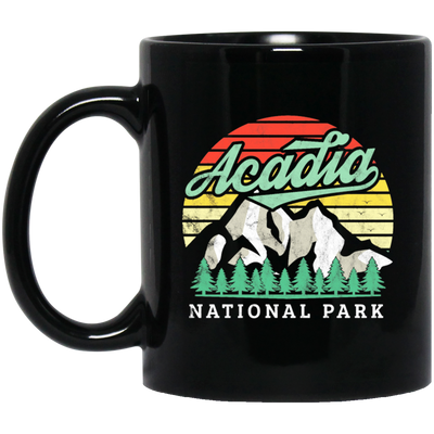 Acadia National Park, Retro Acadia, National Park Gift, Acadia Lover Black Mug