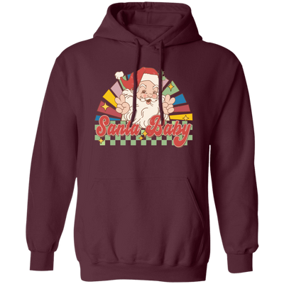 Santa Baby, Santa Claus, Merry Christmas, Groovy Christmas Pullover Hoodie