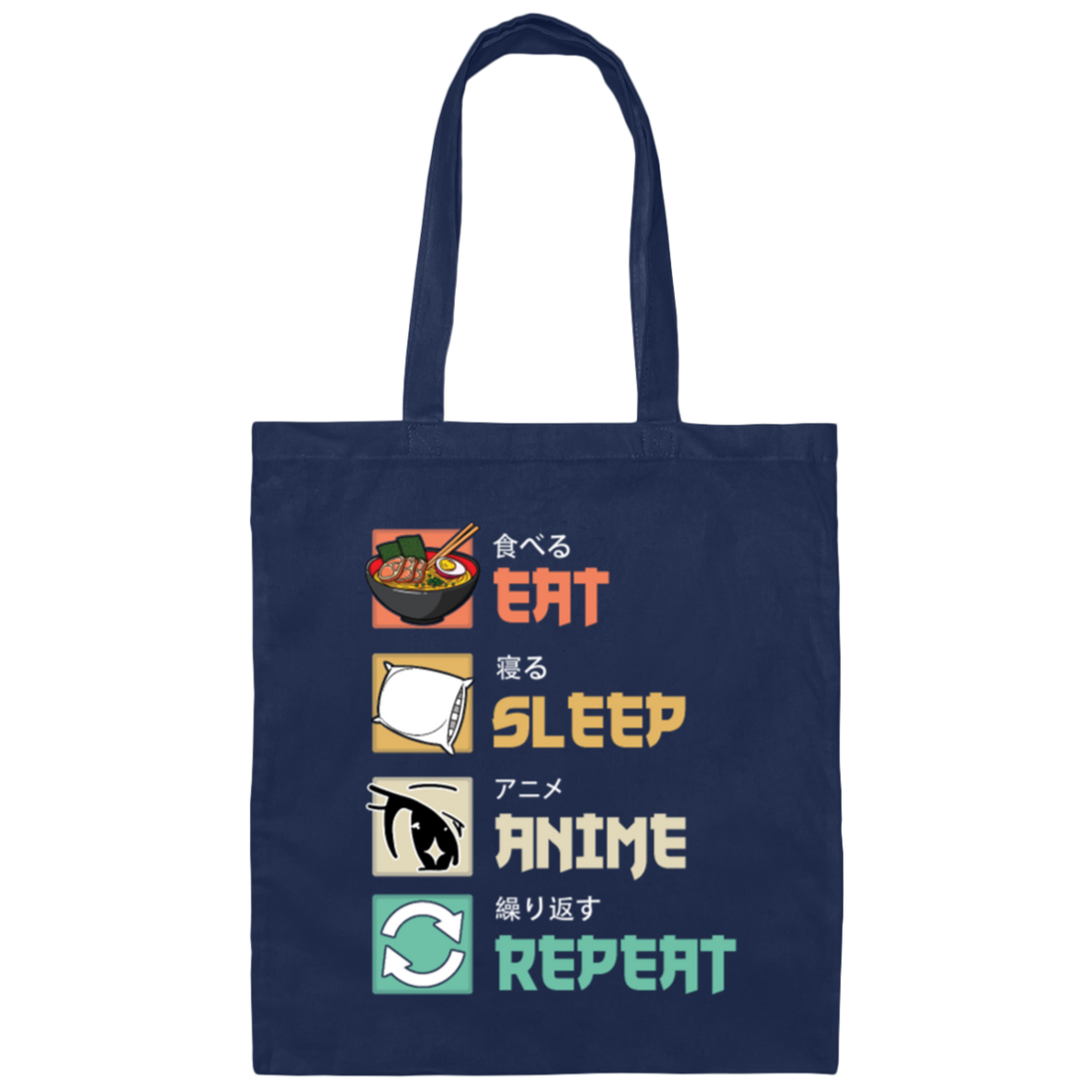 Retro Eat Sleep Anime Repeat Japanese Manga Vintage Canvas Tote Bag