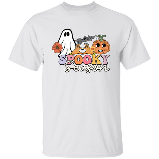 Spooky Season, Groovy Halloween, Boo And Bat Unisex T-Shirt