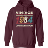 Vintage Birthday, 1984 Birthday, Retro 1984, Retro Birthday Pullover Hoodie