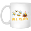 Bee Merry, Cute Bee, Funny Bee, Bee Christmas, Merry Christmas, Trendy Christmas White Mug