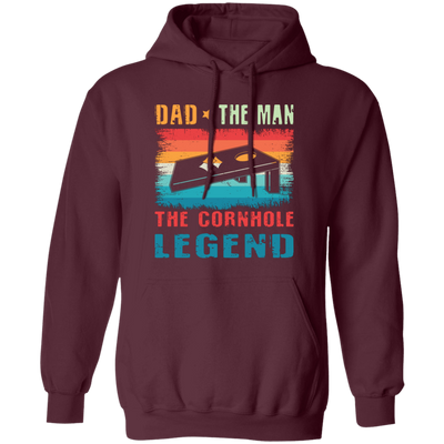 Retro Dad, The Man, The Cornhole Legend, Retro Cornhole Pullover Hoodie