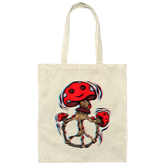 Peace Sign, Trippy Magic Mushrooms, Hippie Lover Canvas Tote Bag