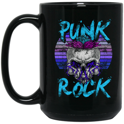 Music Rock, Skull Punks, Skeleton Lover, Punkrocker Gift, Best Rock Gift Black Mug