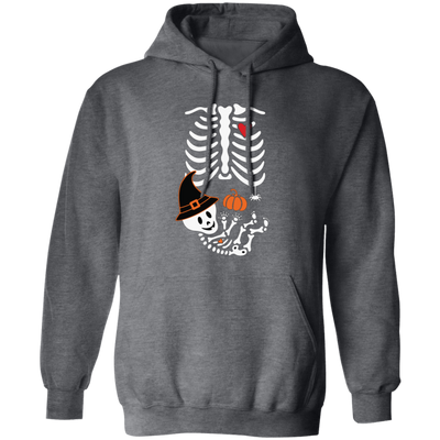 Skeleton Play Pumpkin, Happy Halloween, Lungs Bones, Skeleton Wear Witch Hat Pullover Hoodie