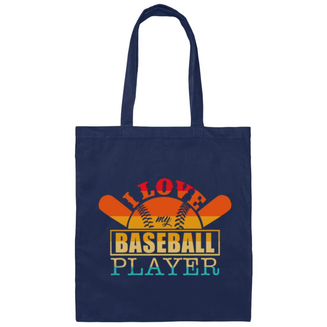 Love My Baseball Player, I Love Baseball, Vintage Baseball Canvas Tote Bag