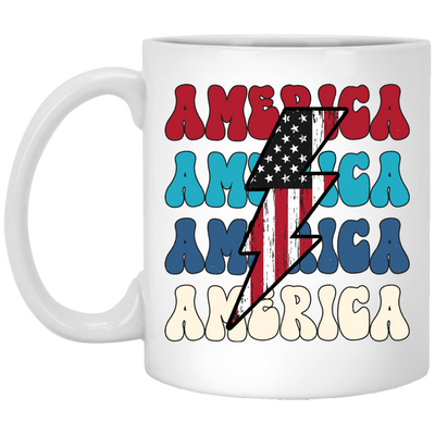 America, Flash America, American Flag, July 4th White Mug