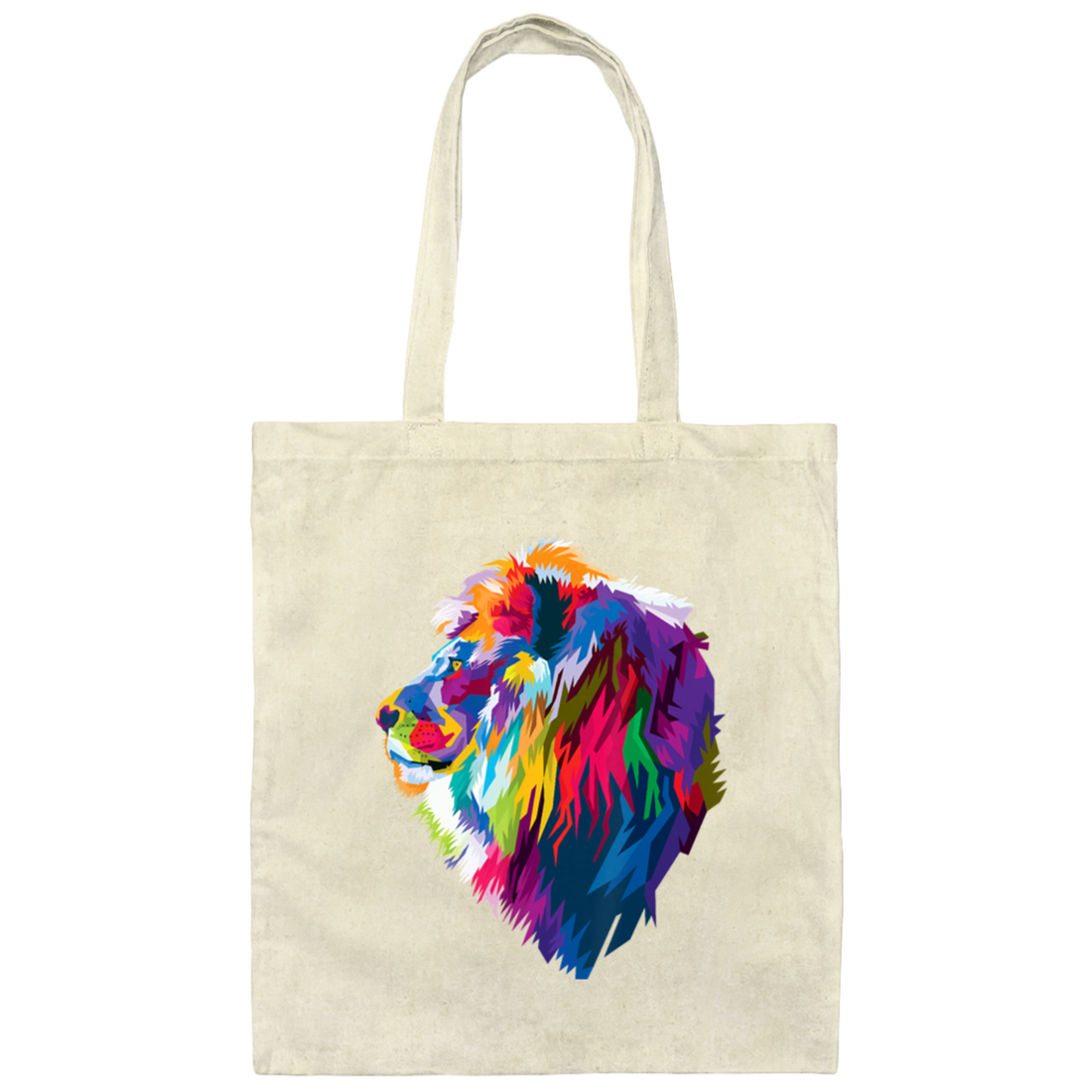 Cute Geometric Lion, Colorful Lion, Fashion Pop Art Style Gift Canvas Tote Bag