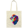 Cute Geometric Lion, Colorful Lion, Fashion Pop Art Style Gift Canvas Tote Bag