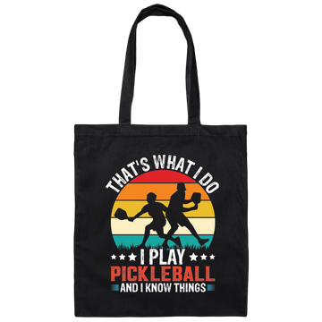That's What I Do, I Play Pickleball, Pickleball Silhouette Canvas Tote Bag