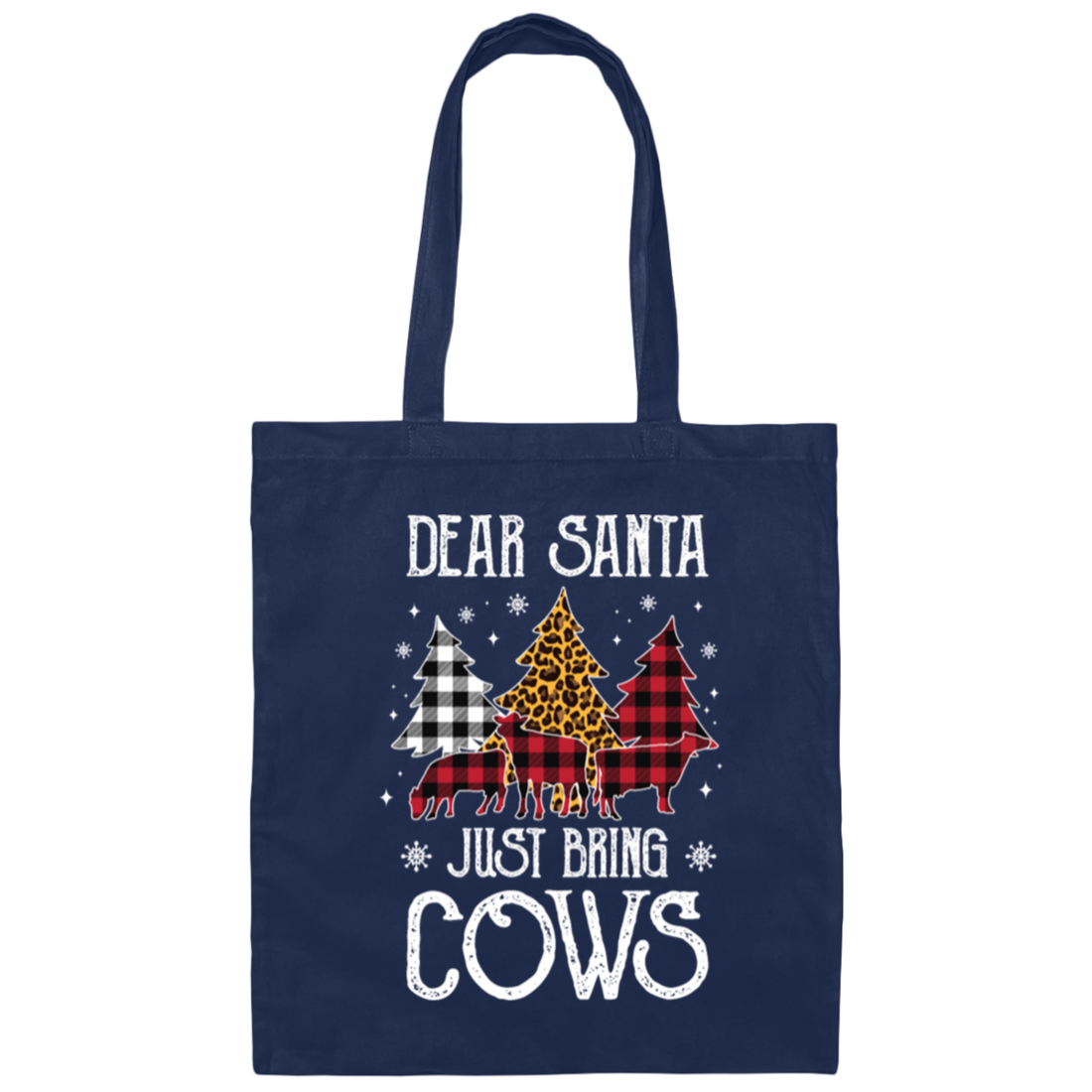 Christmas Dear Santa Just Bring The Cows Funny Canvas Tote Bag