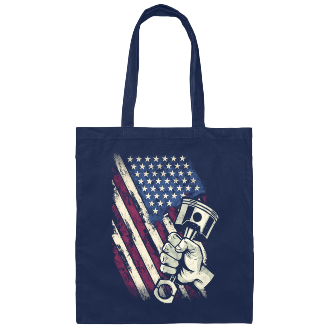 Vintage American Flag Diesel Muscle Car Mechanic Canvas Tote Bag