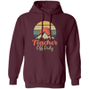 Retro Mountain, Sunset Vintage, Teacher Off Duty, Summer Mountainscape Sunrise Pullover Hoodie