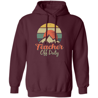 Retro Mountain, Sunset Vintage, Teacher Off Duty, Summer Mountainscape Sunrise Pullover Hoodie