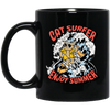 Cat Surfer Enjoy Summer, Surfing On The Beach, Summer Vacation Black Mug