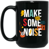 Make Some Noise, Love The Rock Music, Guitar, Cassette Black Mug