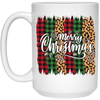 Plaid Pattern, Retro Christmas, Leopard Christmas, Merry Christmas, Trendy Christmas White Mug