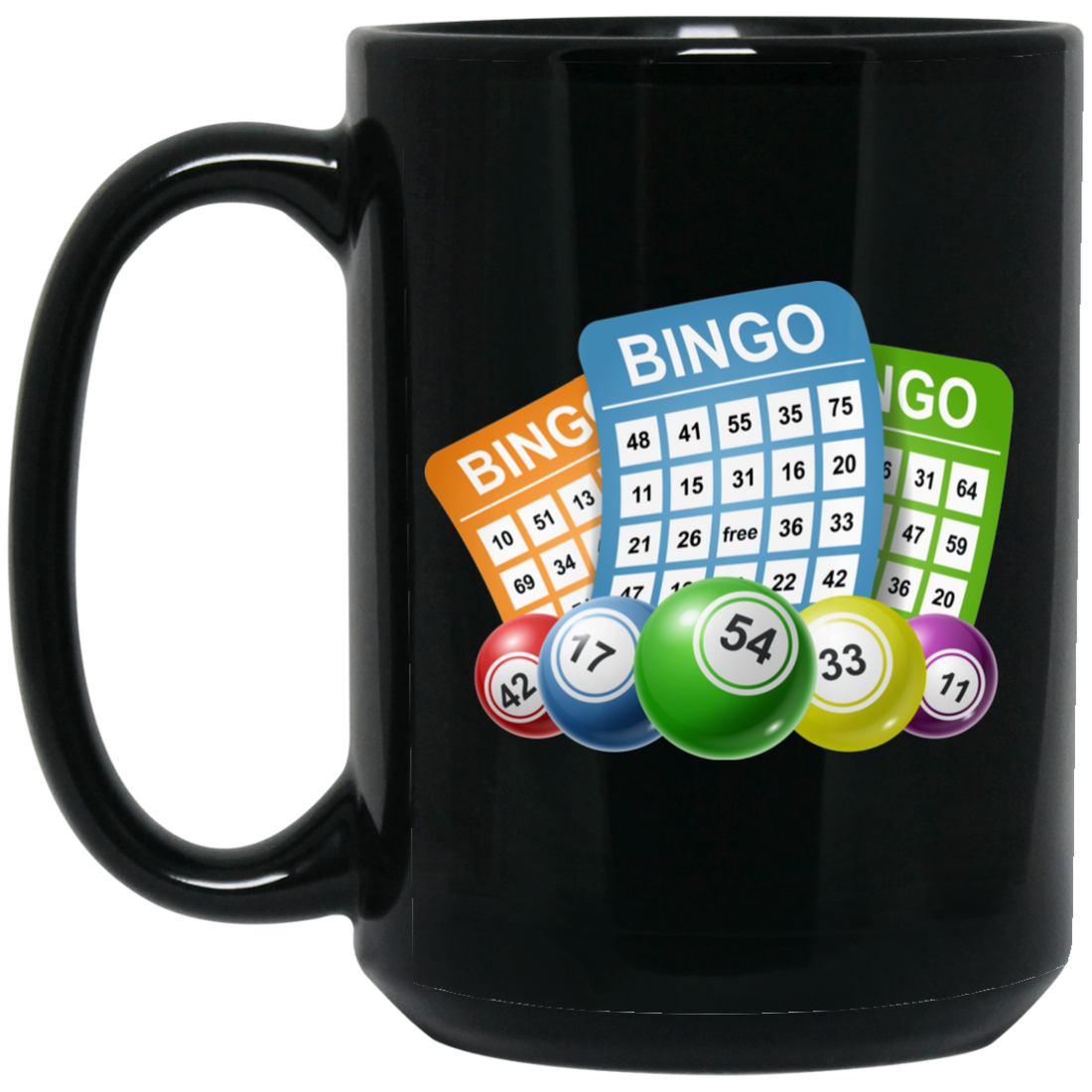 Love Bingo Game, Bingo Ticket, Lottery Bingo, Bingo Balls Black Mug