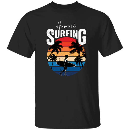 Hawaii Surfing, Retro Beach, Surfing Beach Vintage Unisex T-Shirt