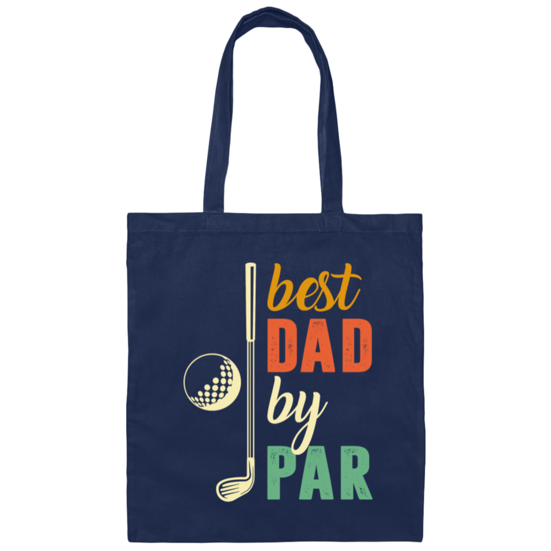 Retro Golf Best Dad By Par, Daddy of the year gift Canvas Tote Bag
