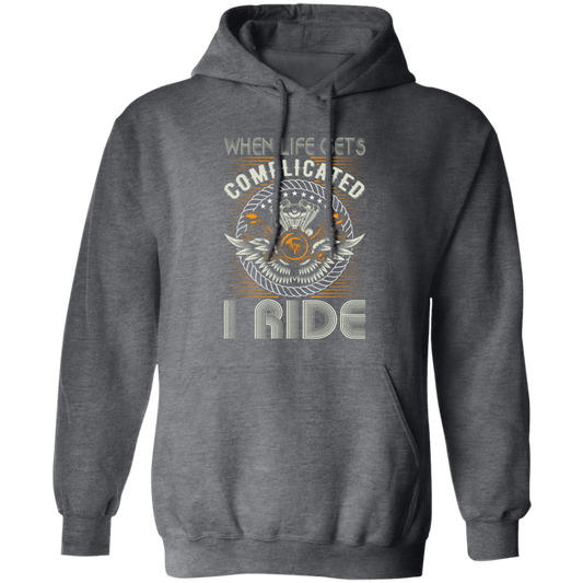 When Life Gets Complicated, I Ride, Retro Rider Pullover Hoodie