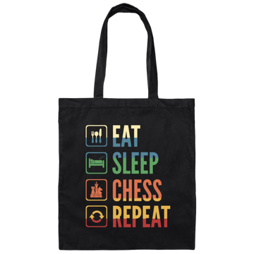 Retro Eat Sleep Chess Repeat Gift Canvas Tote Bag