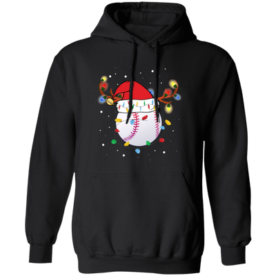 Baseball Christmas, Bright Light Line, Reindeer Xmas Horn, Merry Christmas, Trendy Christmas Pullover Hoodie