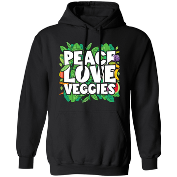 Peace Love Veggies, Vegan Day, Vegan Peoples Pullover Hoodie