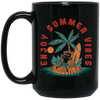 Enjoy Summer Vibes, Relax On Hawaii, Palm Tree Oasis Black Mug