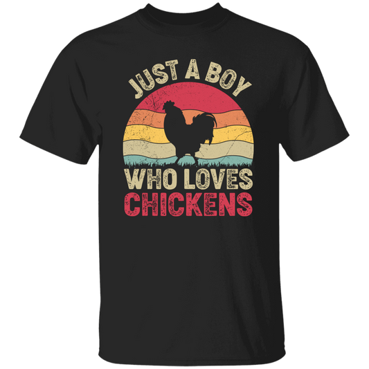 Just A Boy Who Loves Chickens, Retro Chicken Lover Unisex T-Shirt